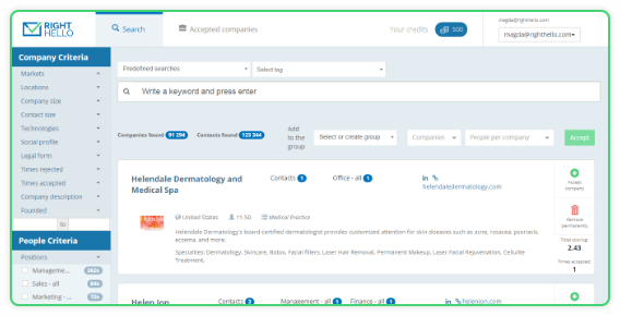 RightHello B2B lead generation tool
